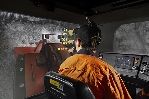 Módulo de simulador de treinamento de carregadeira subterrânea Sandvik LH517i no IM360