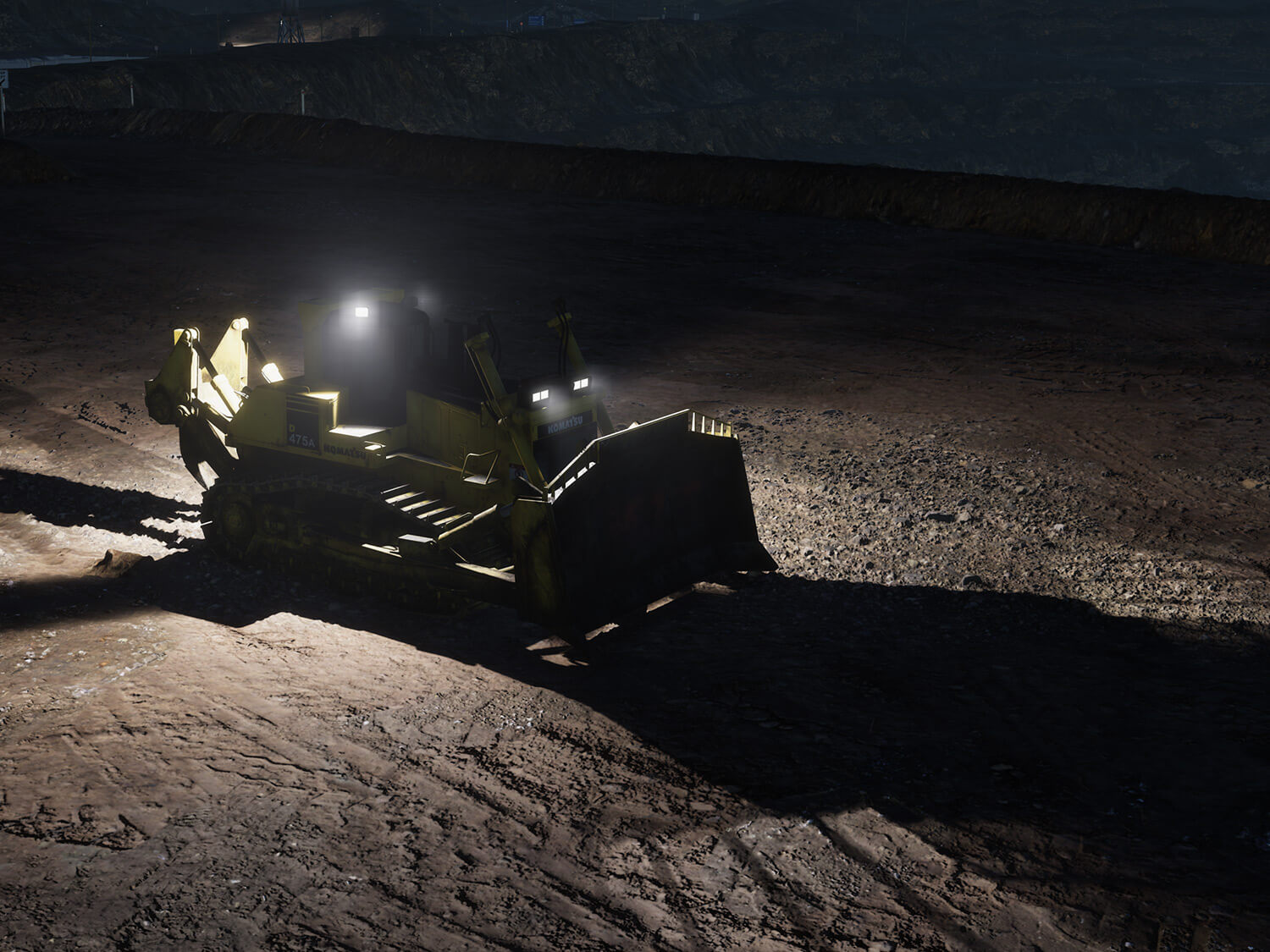 Komatsu D475A-5E0 Track Dozer (Palm Control) - Night Operating Training