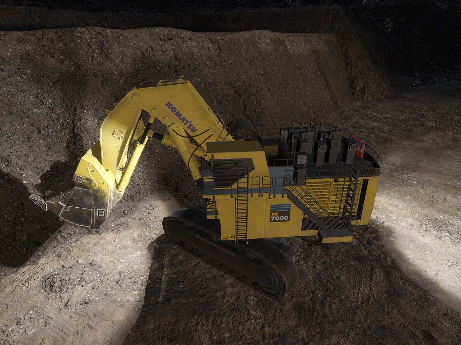 Komatsu PC7000-11, PC8000E-6, PC7000E-11 - Operation at Night