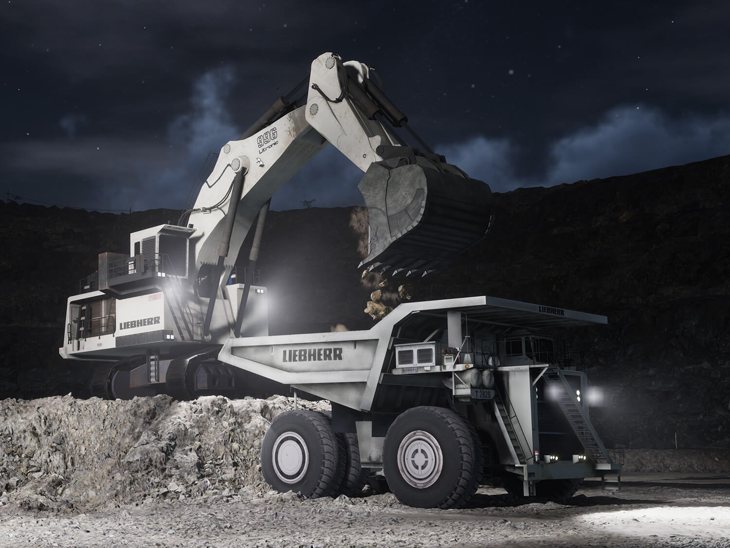 Liebherr T282B Night Operation Training